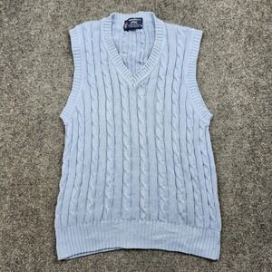 Vintage Wakefield Lisle Sweater Vest Mens Medium Blue Cable Knit V Neck